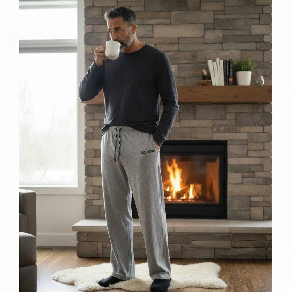 Jason Wu Mens Heather Gray Lounge Pants Drawstring Straight Leg Q9094 Size M
